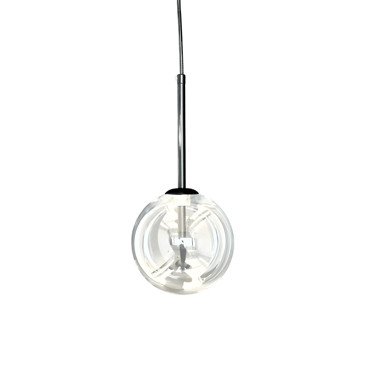 Luminária Pendente Moderna Minimalista Globo de Vidro Upper - Preto / 12cm / Lâmpada G4 / Branco Frio (6000K)