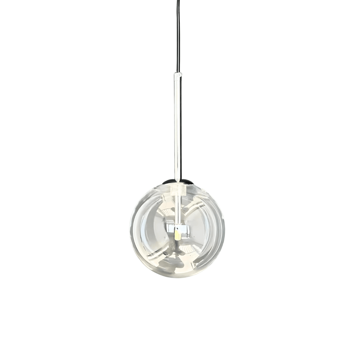 Luminária Pendente Moderna Minimalista Globo de Vidro Upper - Prata / 25cm / Lâmpada G4 / Branco Neutro (4000K)