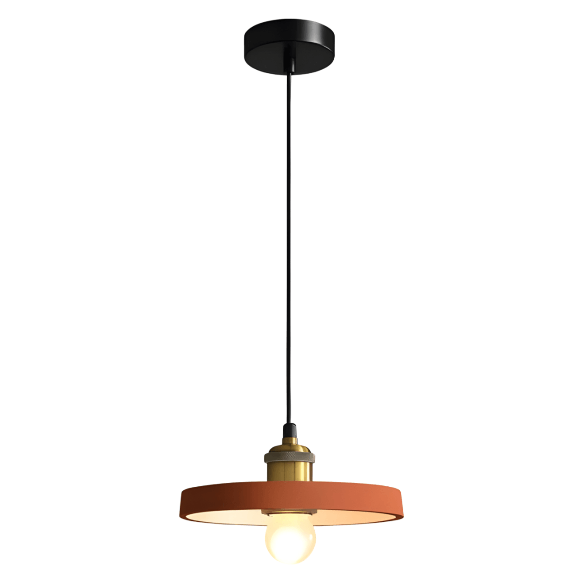 Luminária Pendente Moderna Minimalista Industrial Metal Flash - Ø20cm / Laranja / Branco Neutro (4000K)