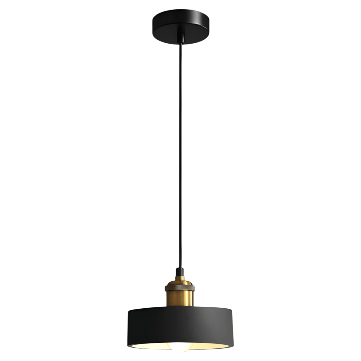 Luminária Pendente Moderna Minimalista Industrial Metal Flash - Ø16cm / Preto / Branco Neutro (4000K)