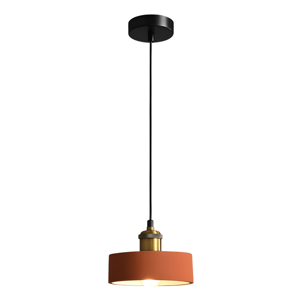 Luminária Pendente Moderna Minimalista Industrial Metal Flash - Ø16cm / Laranja / Branco Neutro (4000K)