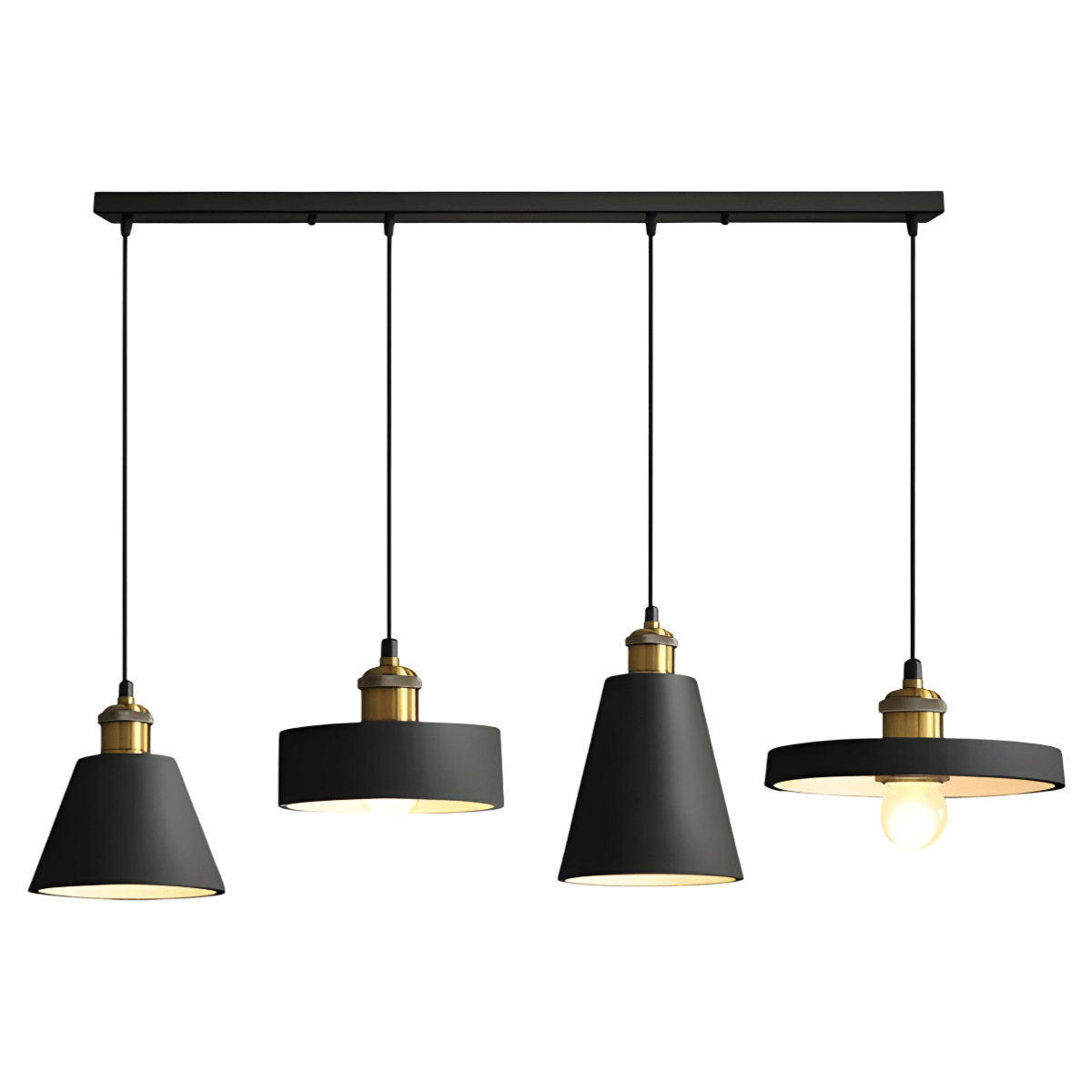 Luminária Pendente Moderna Minimalista Industrial Metal Flash - L100cm / Preto / Branco Neutro (4000K)