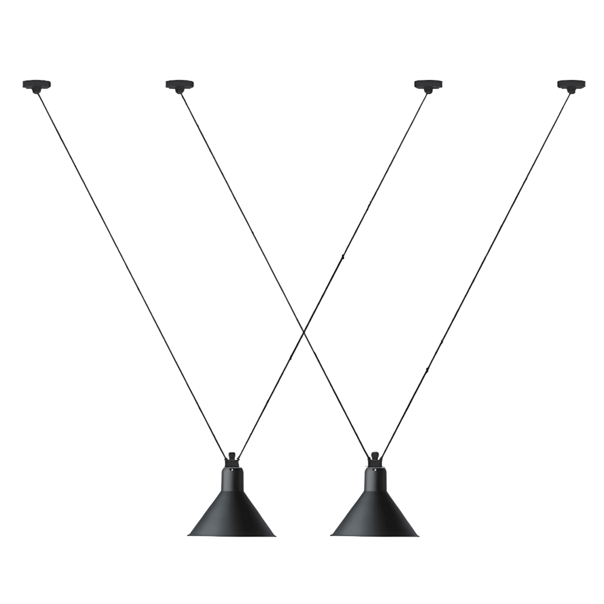 Luminária Pendente Moderna Minimalista Industrial Metal Vega - 2 lâmpadas / Preto / 6-10W