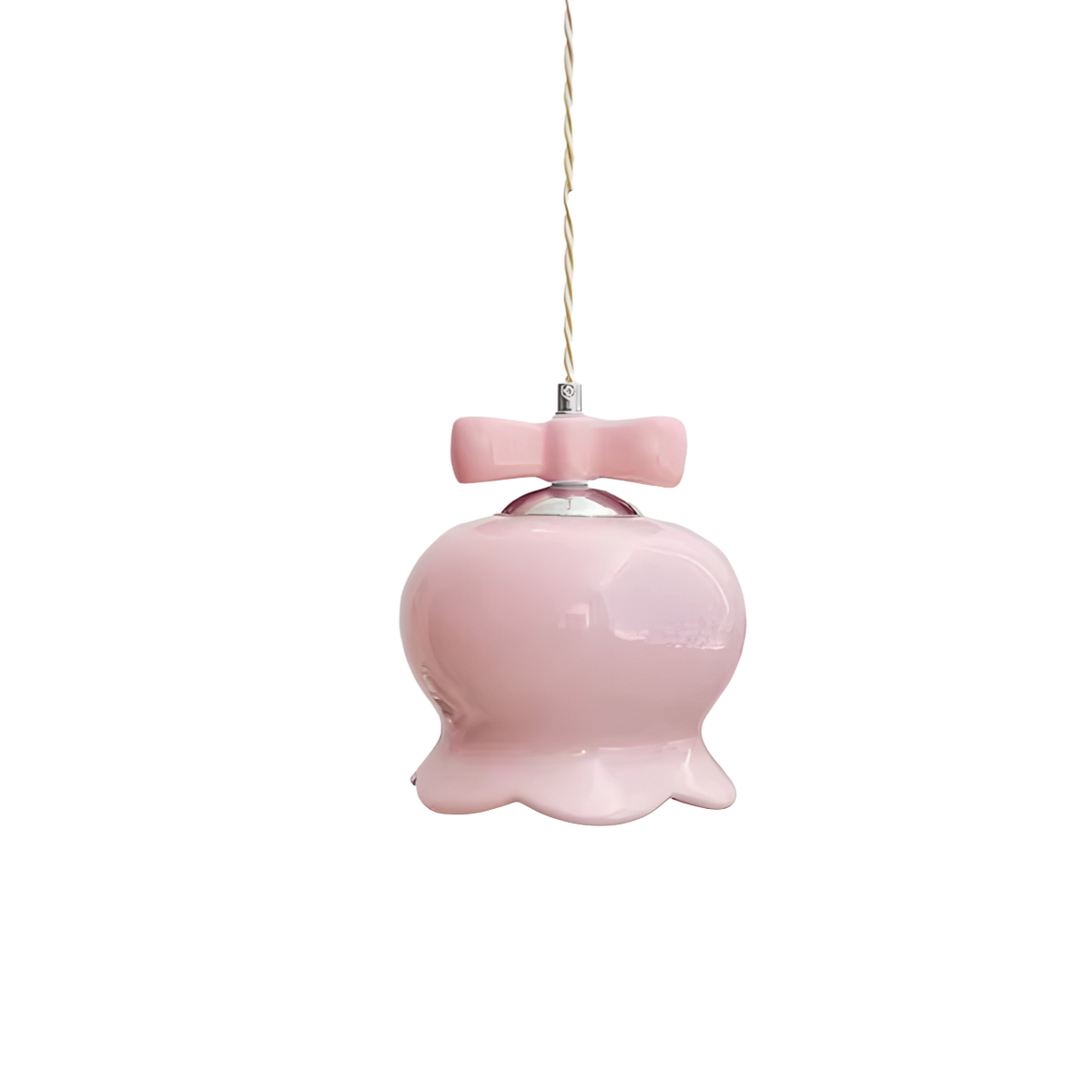 Luminária Pendente Moderna Minimalista Infantil Vidro Sweet - Rosa e Cromado / Branco Quente (3000K)