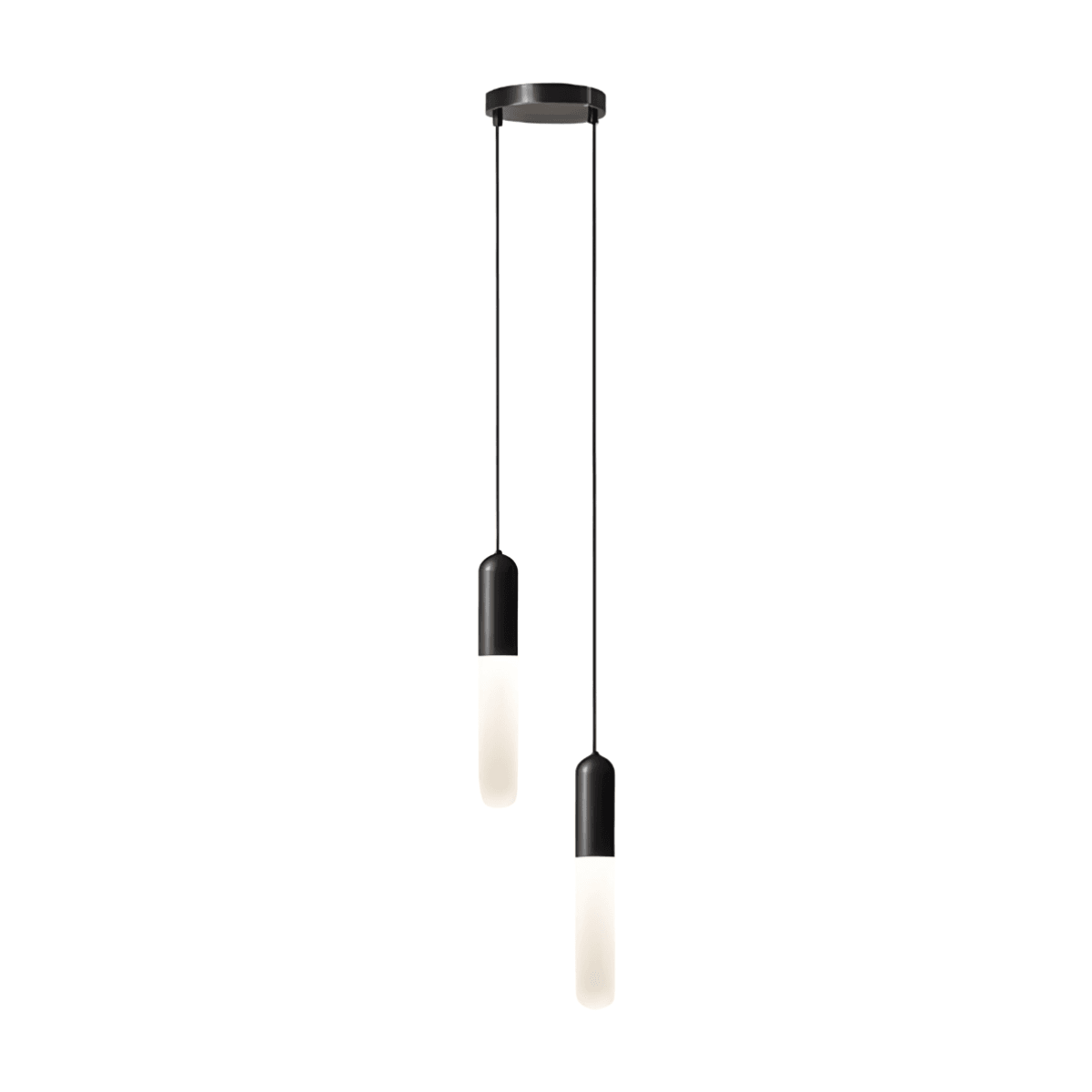 Luminária Pendente Moderna Minimalista LED Pill - Preto / 2 lâmpadas / Branco Quente (3000K)