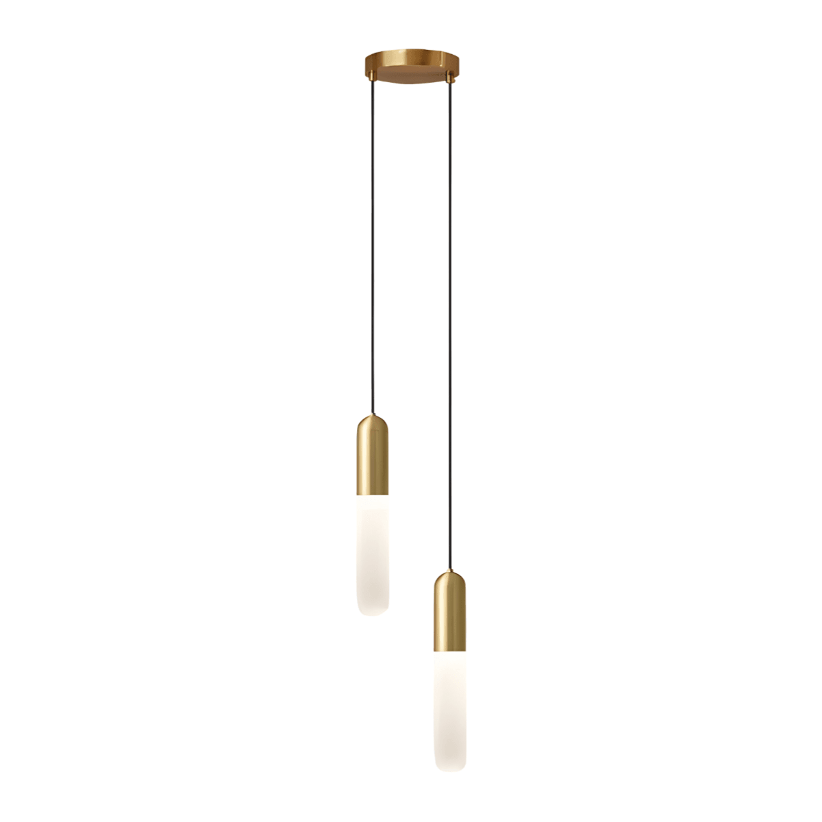 Luminária Pendente Moderna Minimalista LED Pill - Dourado / 2 lâmpadas / Branco Quente (3000K)