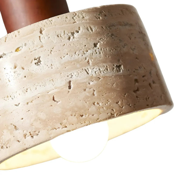 Luminária Pendente Moderna Minimalista Madeira Mármore Travertino Lysa - ORNE™ — decor studio