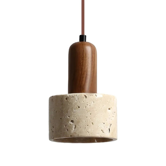 Luminária Pendente Moderna Minimalista Madeira Mármore Travertino Lysa - ORNE™ — decor studio