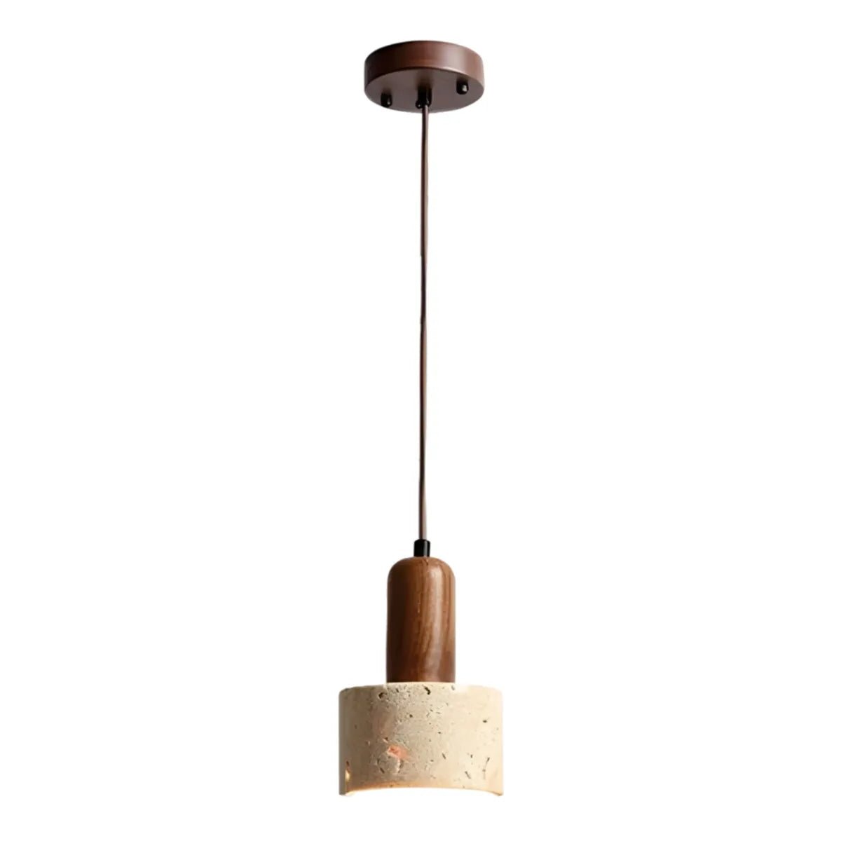 Luminária Pendente Moderna Minimalista Madeira Mármore Travertino Lysa - ORNE™ — decor studio