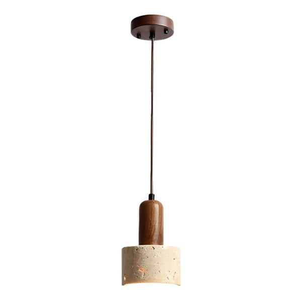 Luminária Pendente Moderna Minimalista Madeira Mármore Travertino Lysa - ORNE™ — decor studio