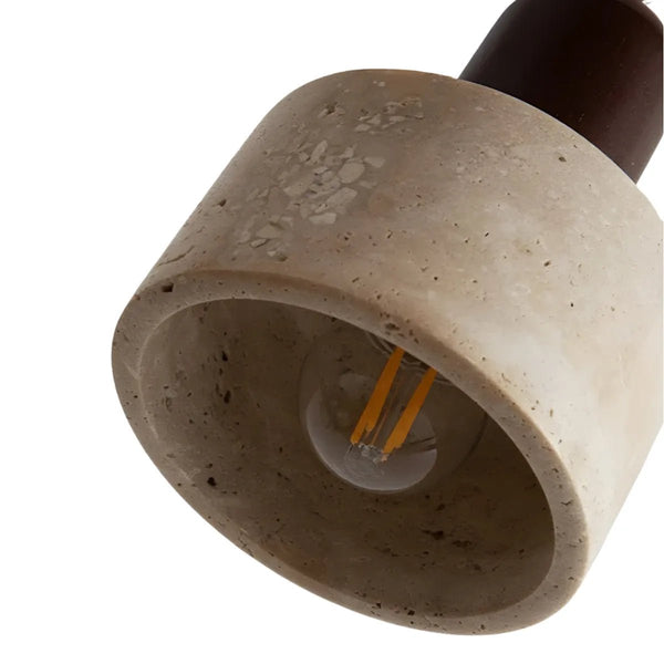 Luminária Pendente Moderna Minimalista Madeira Mármore Travertino Lysa - ORNE™ — decor studio
