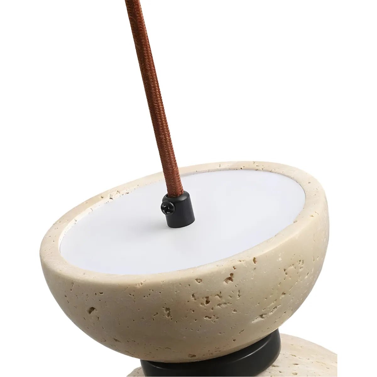 Luminária Pendente Moderna Minimalista Madeira Mármore Travertino Zyla - ORNE™ — decor studio