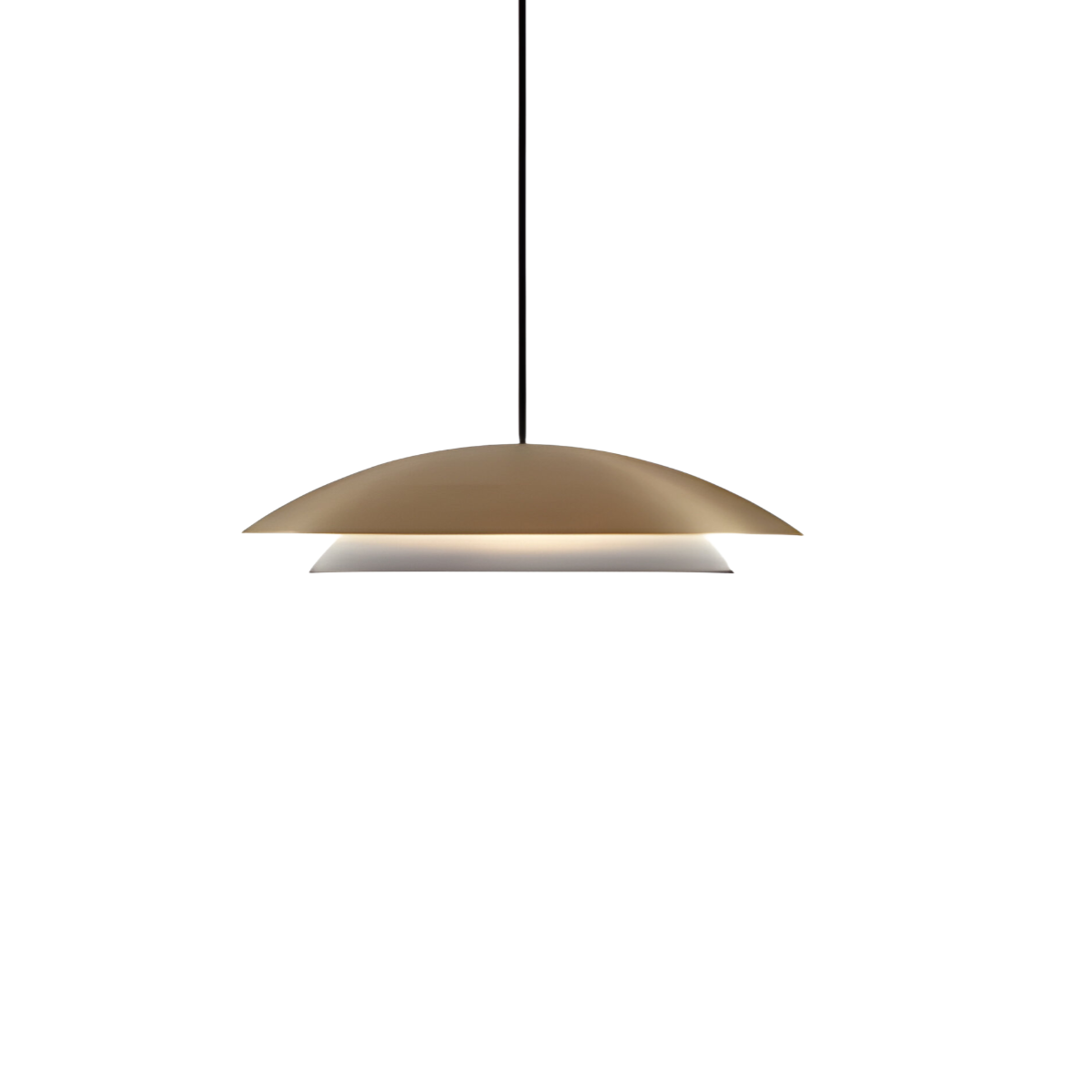 Luminária Pendente Moderna Minimalista Metal Baha - Dourado e Branco / Branco Quente (3000K)