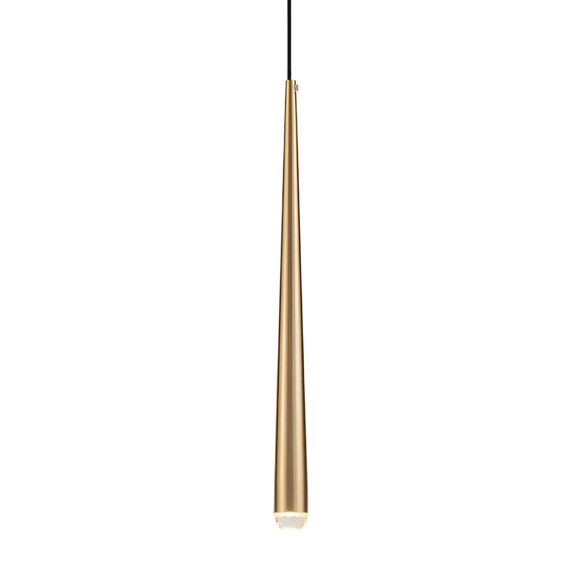 Luminária Pendente Moderna Minimalista Metal Cristal Tubo Gota Shine - Cobre / 40cm / 5W | Branco Quente (3000K) | Níquel Escovado