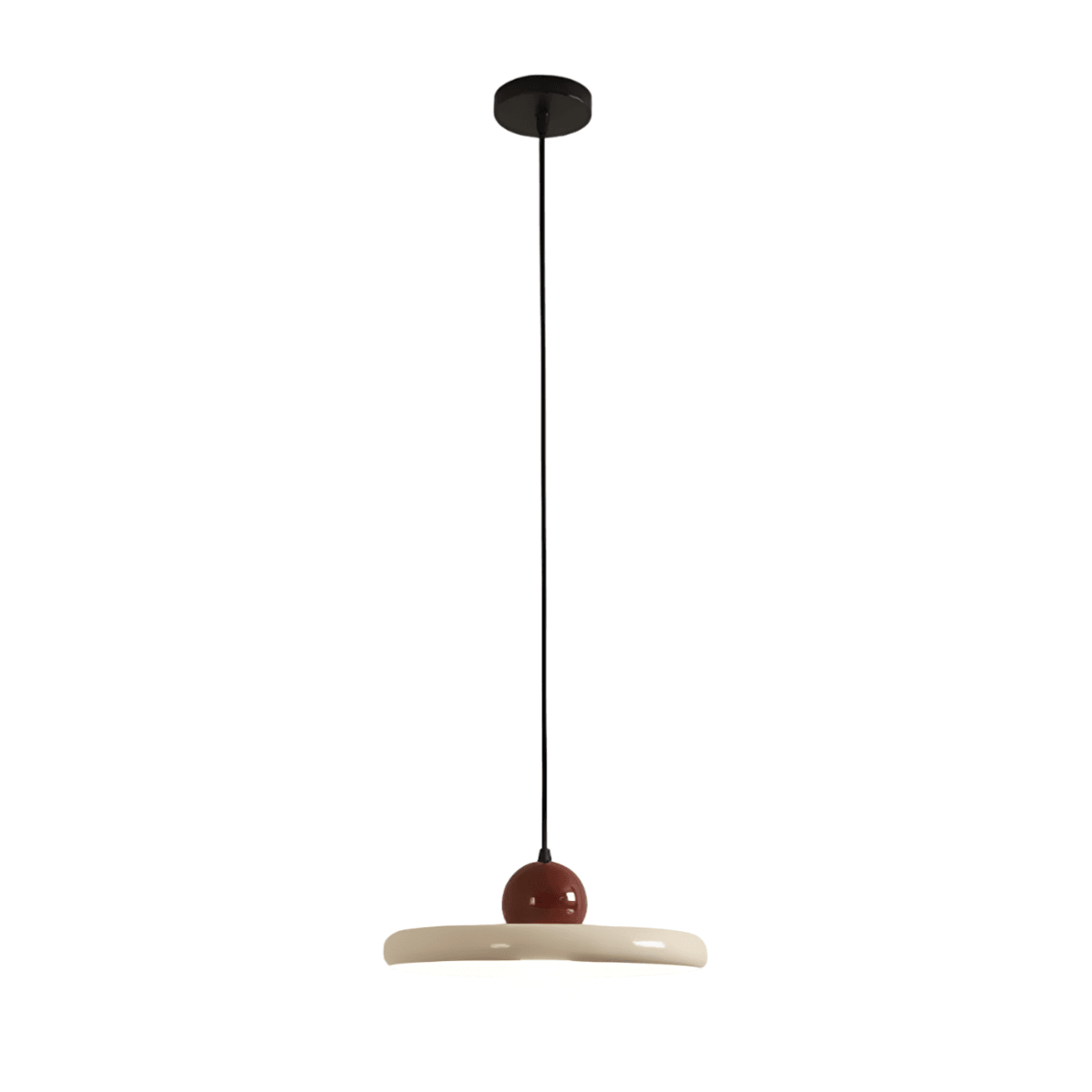 Luminária Pendente Moderna Minimalista Metal Dinky - Vinho e Bege / Ø20cm / Branco Quente (3000K)