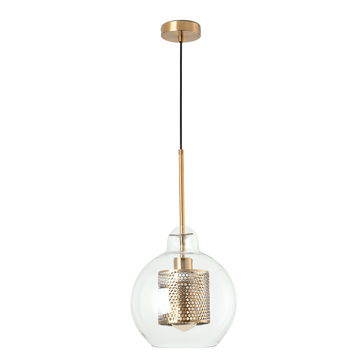 Luminária Pendente Moderna Minimalista Metal Globo Vidro Glint - Ø25cm / Dourado