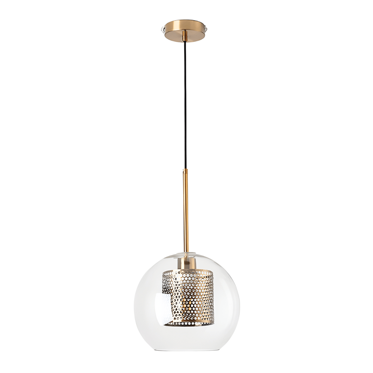 Luminária Pendente Moderna Minimalista Metal Globo Vidro Glint - Ø20cm / Dourado