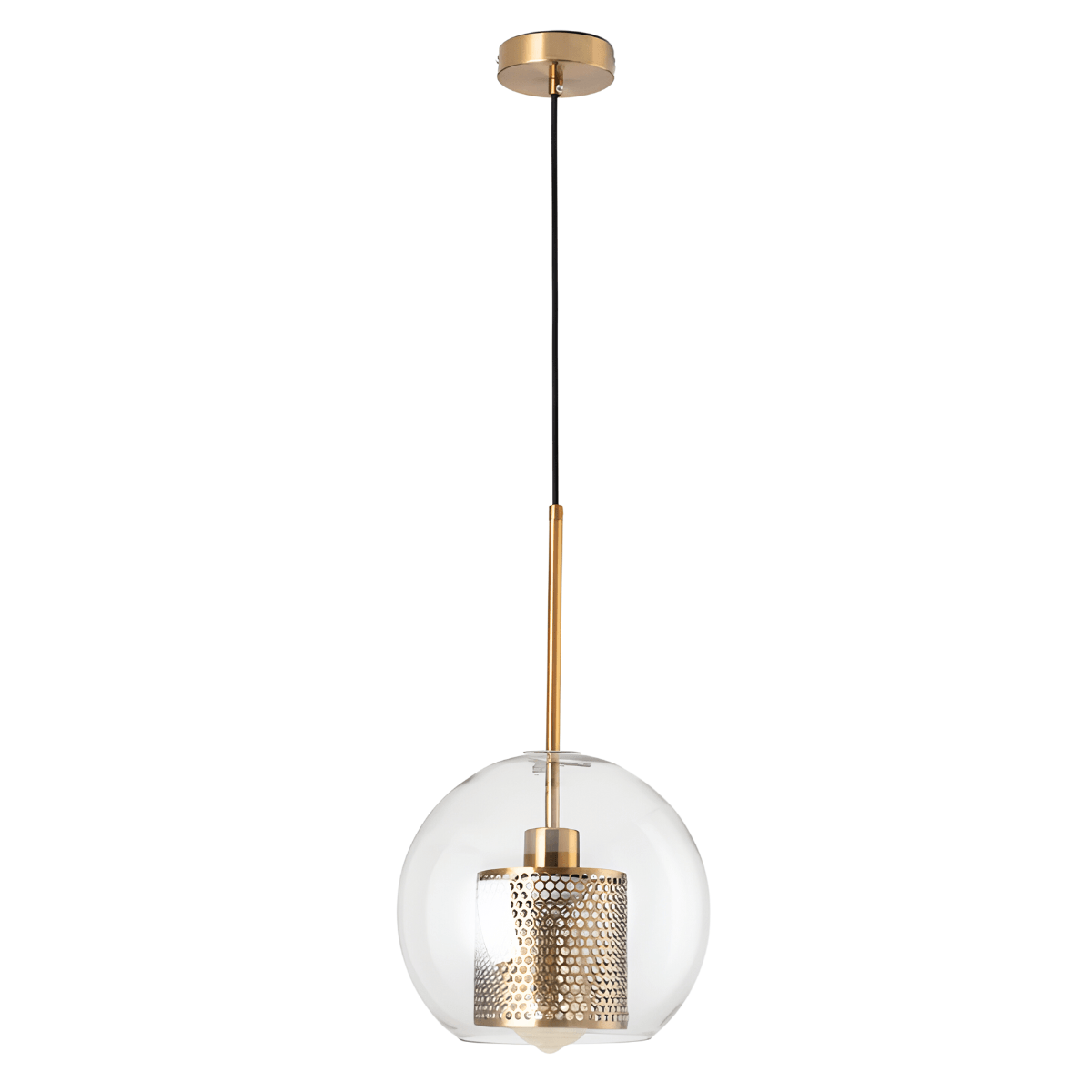 Luminária Pendente Moderna Minimalista Metal Globo Vidro Glint - Ø24cm / Dourado