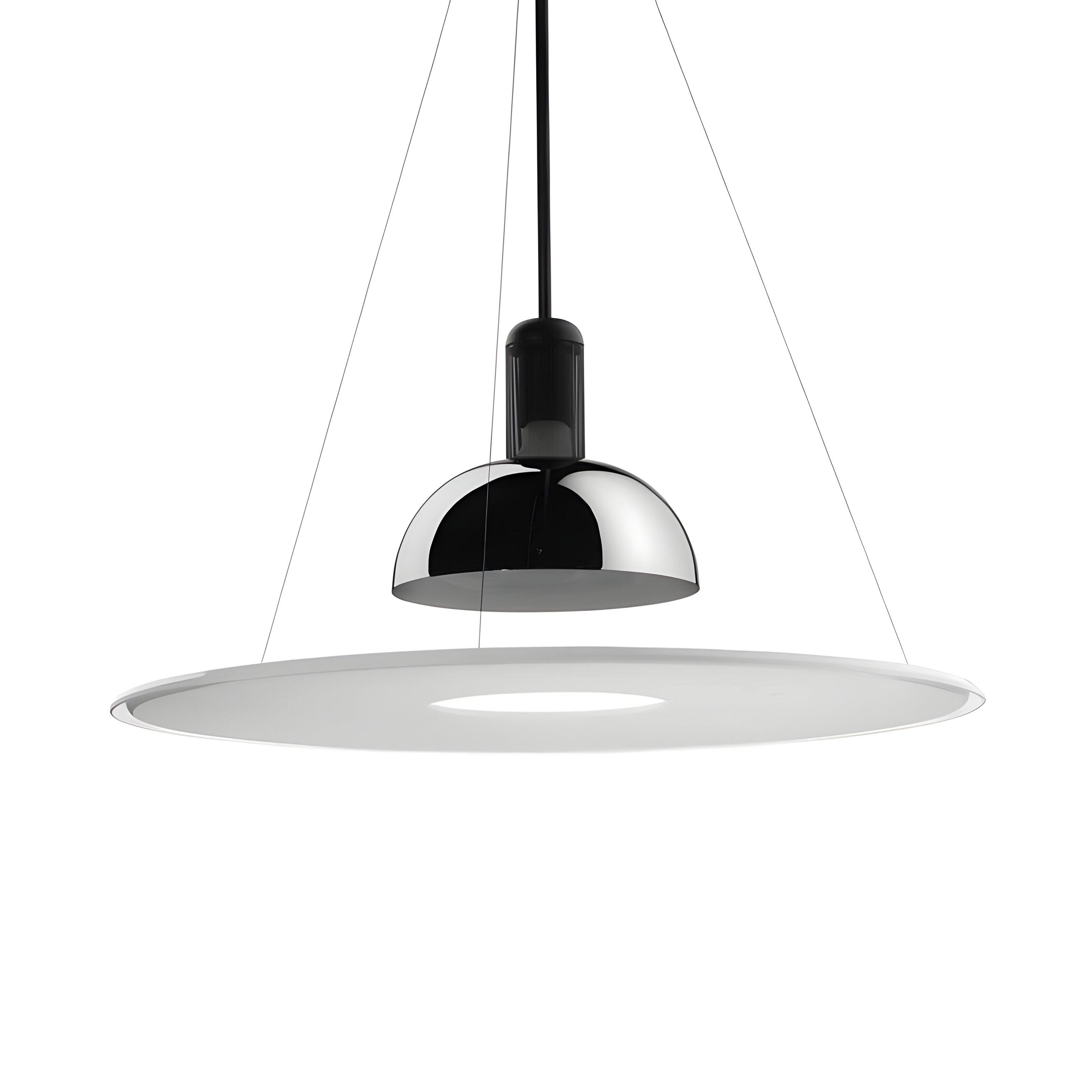 Luminária Pendente Moderna Minimalista Metal LED Bowl - Preto / Ø40cm / Branco Quente (3000K)