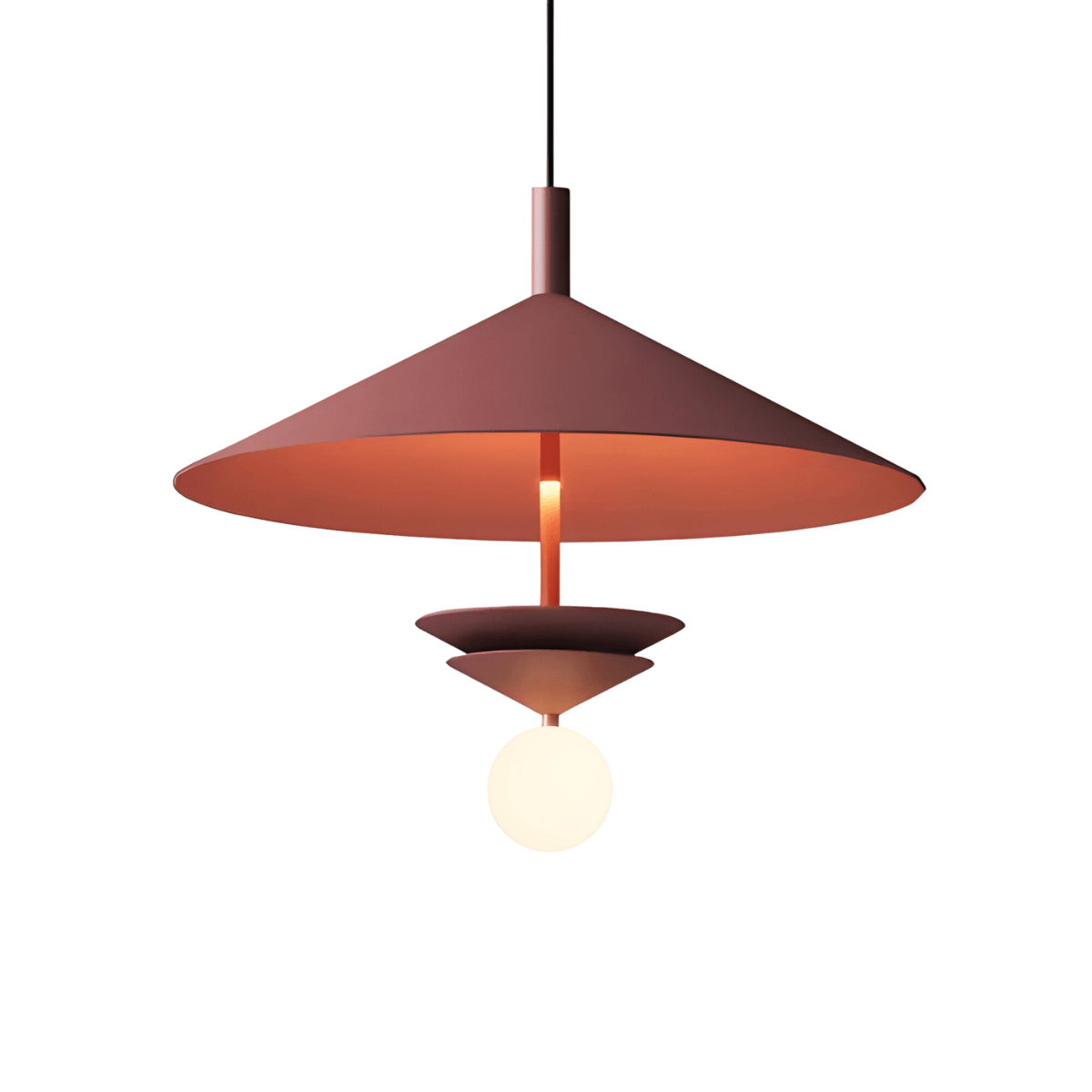 Luminária Pendente Moderna Minimalista Metal LED Oslo - Vermelho / Globo / Ø30cm / Branco Quente (3000K)