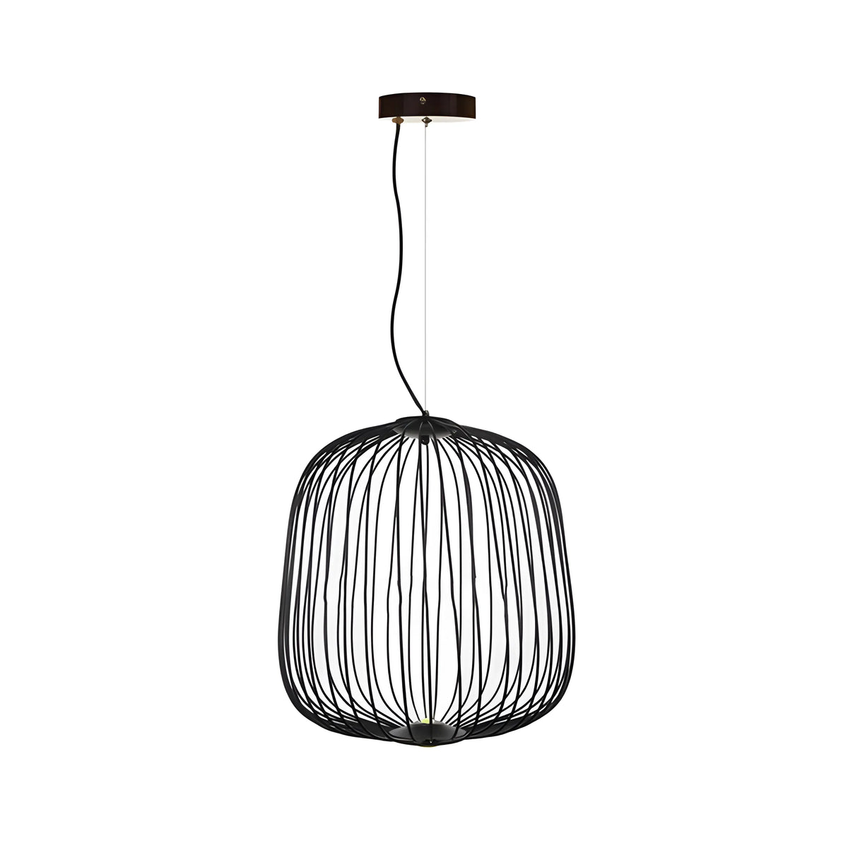 Luminária Pendente Moderna Minimalista Metal LED Preto Aral - Ø35x35cm / Branco Quente (3000K) / Preto