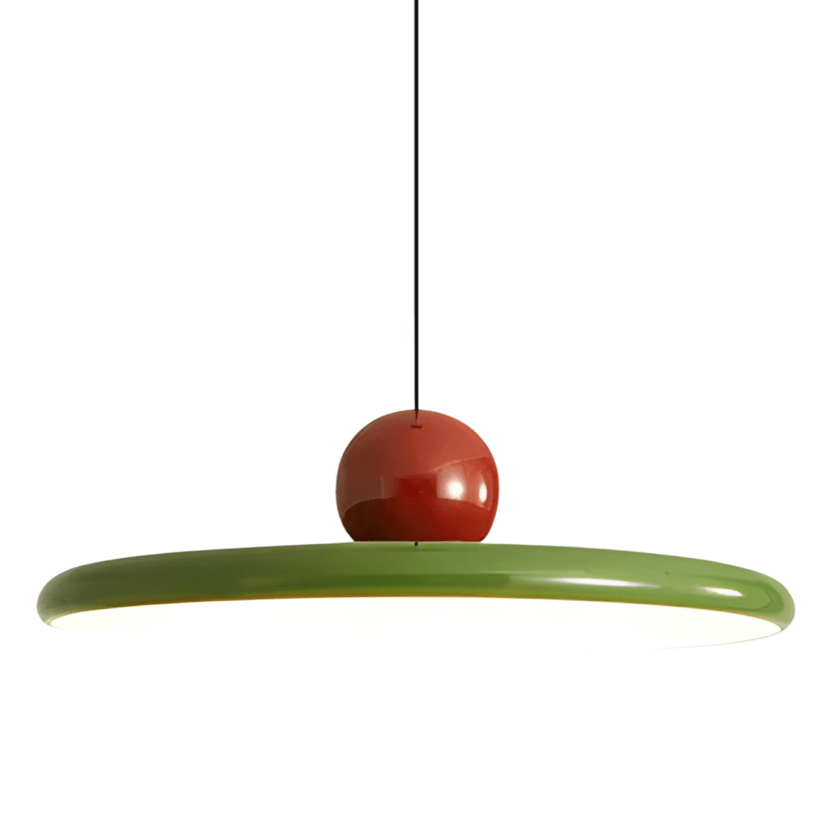 Luminaria Pendente Moderna Minimalista Metal LED River - Verde e Vermelho / Branco Quente (3000K)