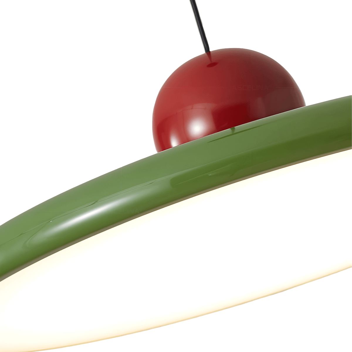 Luminaria Pendente Moderna Minimalista Metal LED River - Verde e Vermelho / Branco Quente (3000K)