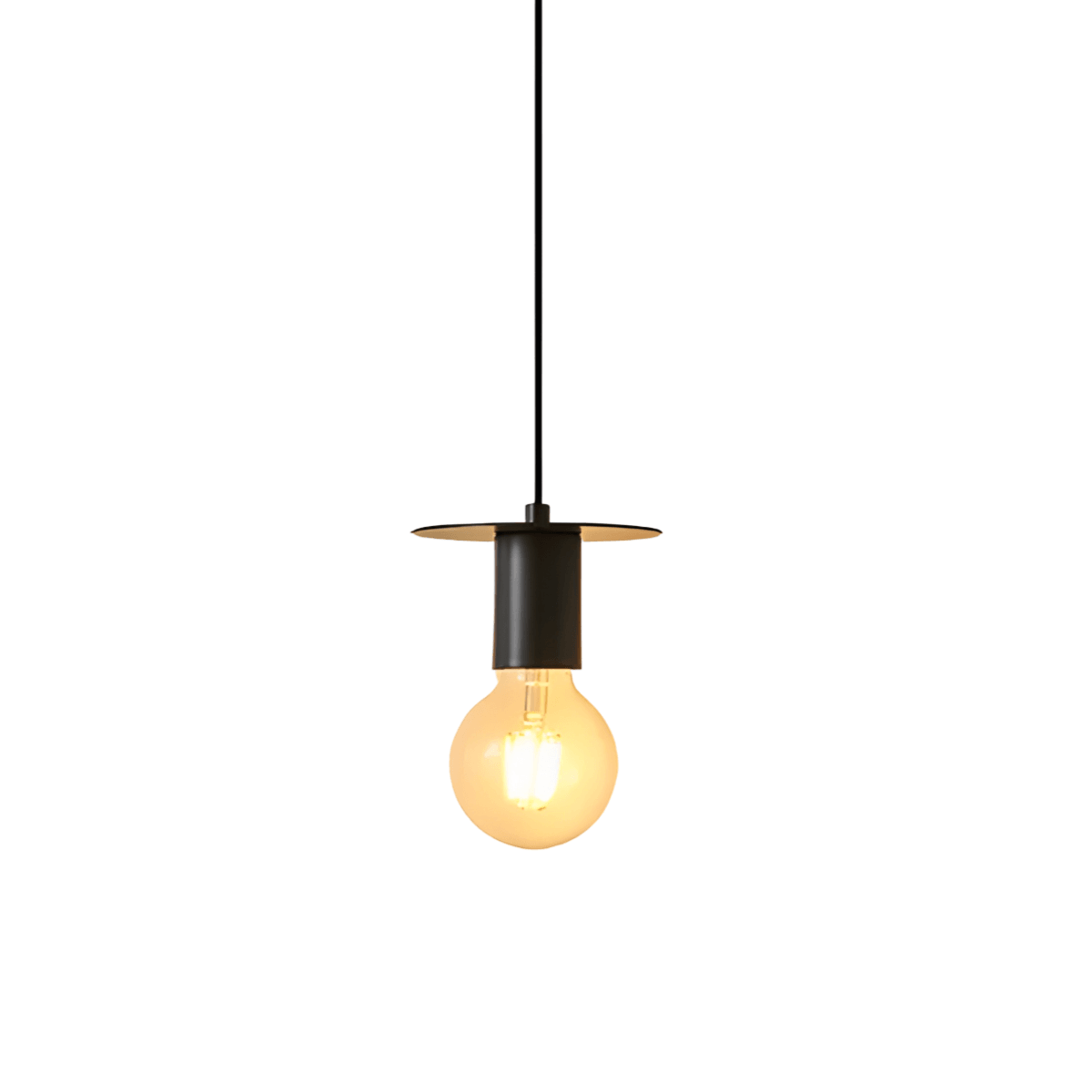 Luminária Pendente Moderna Minimalista Metal Madeira Zeno - A / Preto