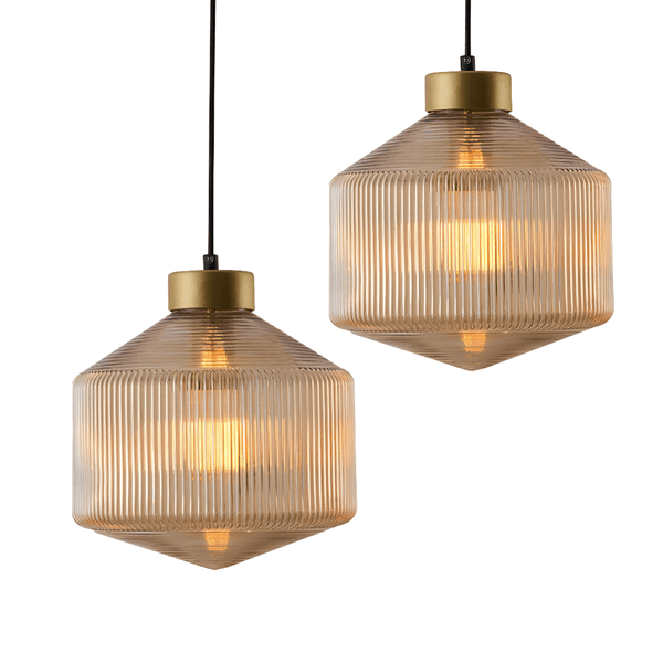 Luminária Pendente Moderna Minimalista Metal Vidro Canelado Avlon - ORNE™ — decor studio