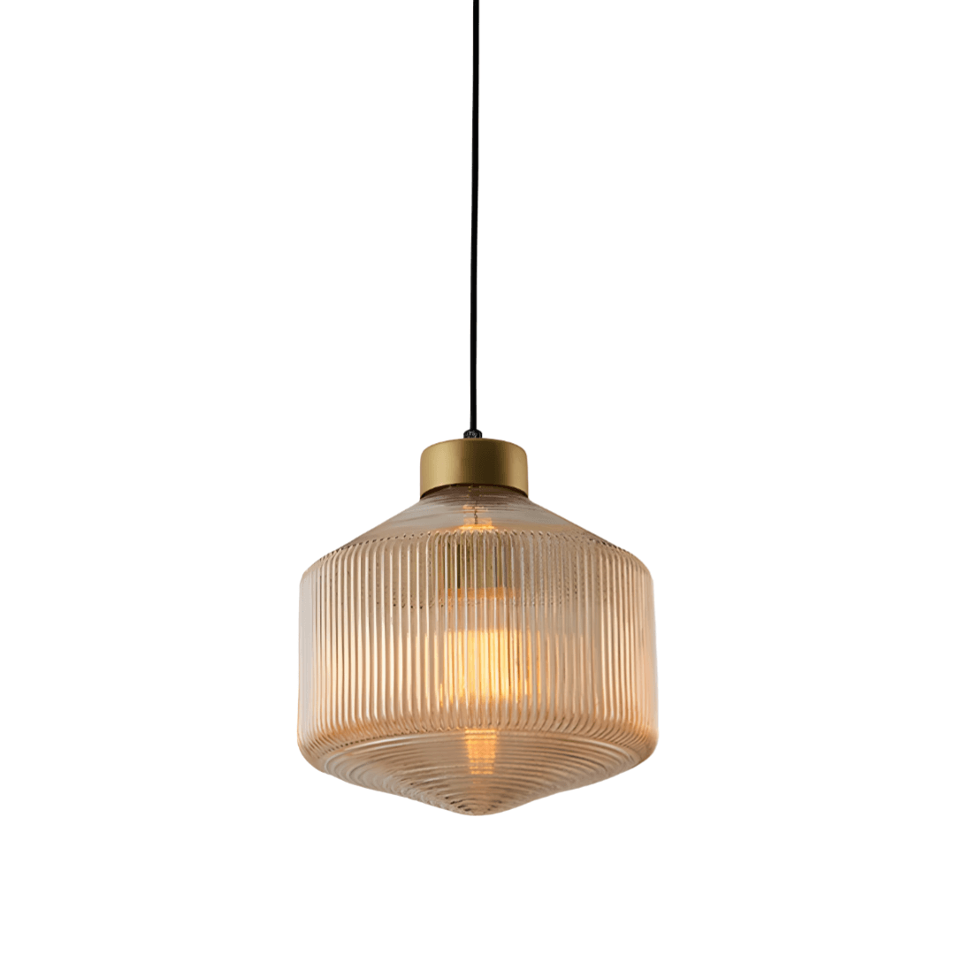 Luminária Pendente Moderna Minimalista Metal Vidro Canelado Avlon - ORNE™ — decor studio
