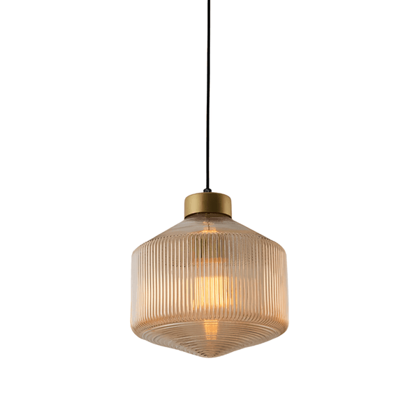 Luminária Pendente Moderna Minimalista Metal Vidro Canelado Avlon - ORNE™ — decor studio