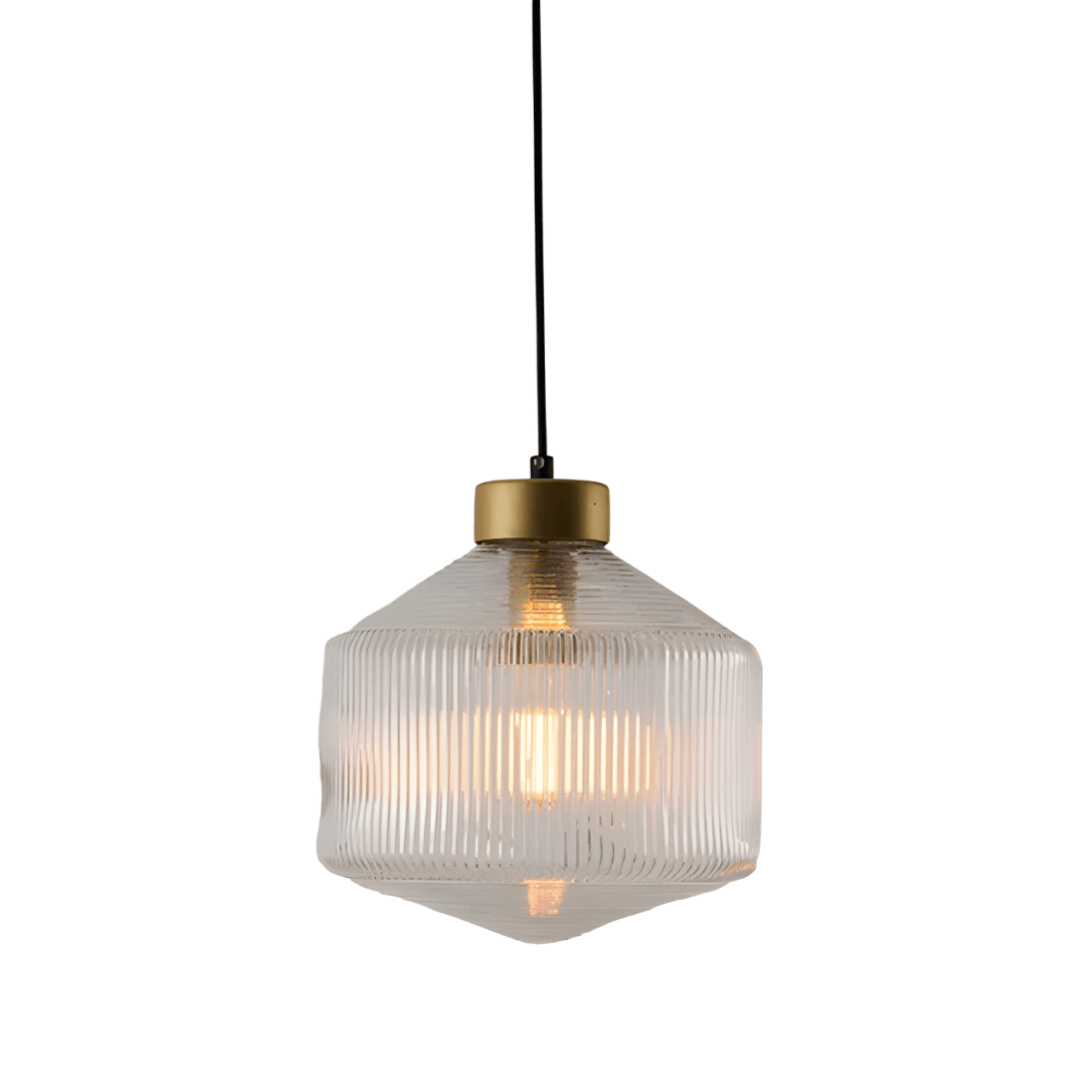Luminária Pendente Moderna Minimalista Metal Vidro Canelado Avlon - ORNE™ — decor studio