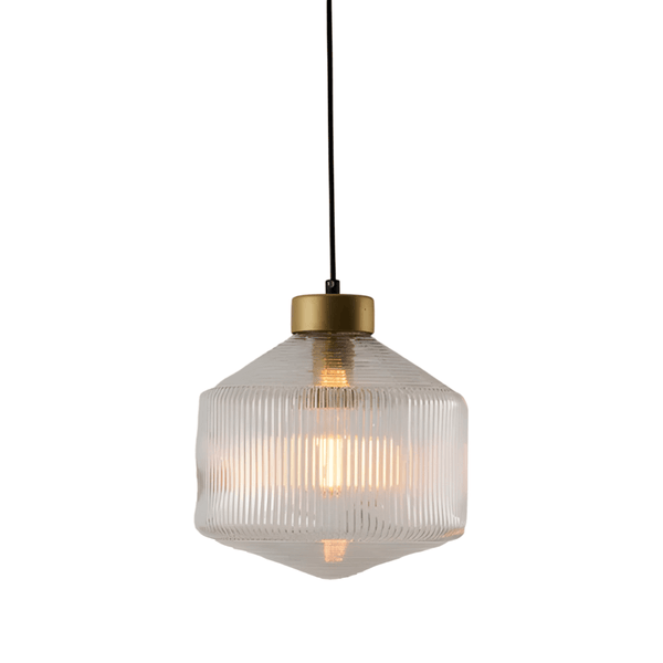 Luminária Pendente Moderna Minimalista Metal Vidro Canelado Avlon - ORNE™ — decor studio