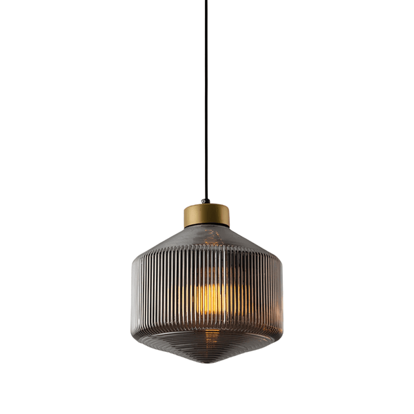 Luminária Pendente Moderna Minimalista Metal Vidro Canelado Avlon - ORNE™ — decor studio