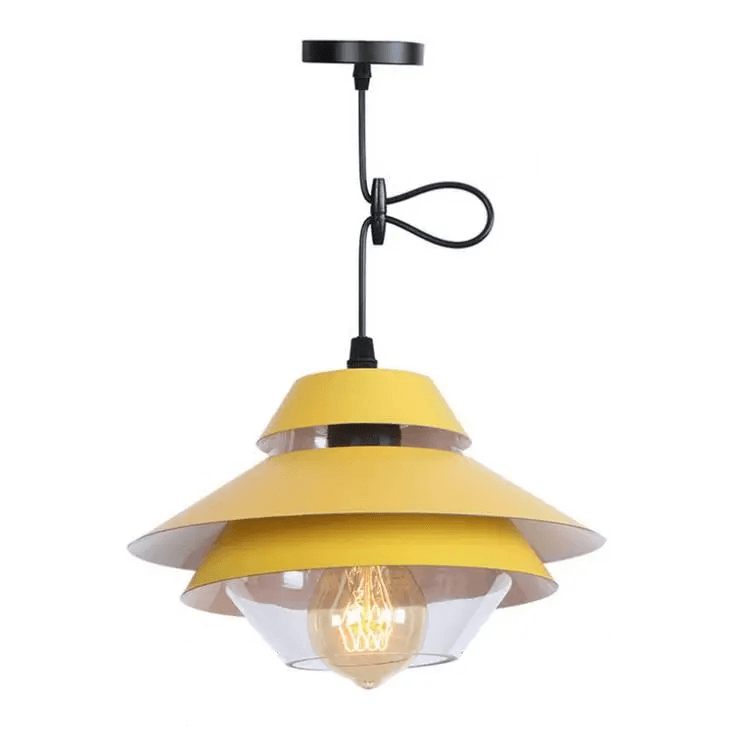 Luminária Pendente Moderna Minimalista Metal Vidro Color Fuy - Amarelo