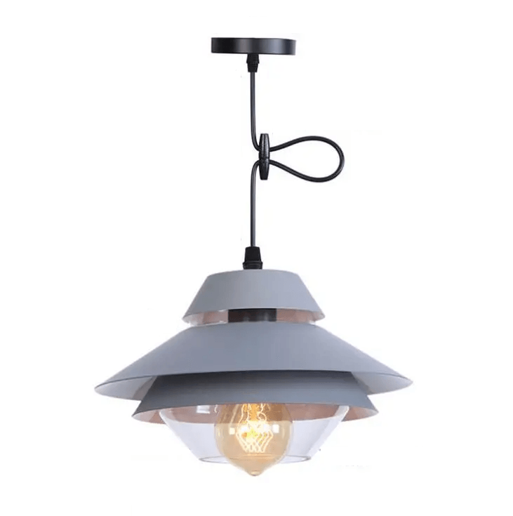 Luminária Pendente Moderna Minimalista Metal Vidro Color Fuy - Cinza e Grafite