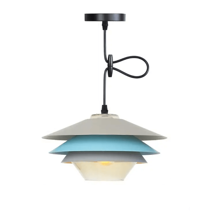 Luminária Pendente Moderna Minimalista Metal Vidro Color Fuy - Cinza e Azul