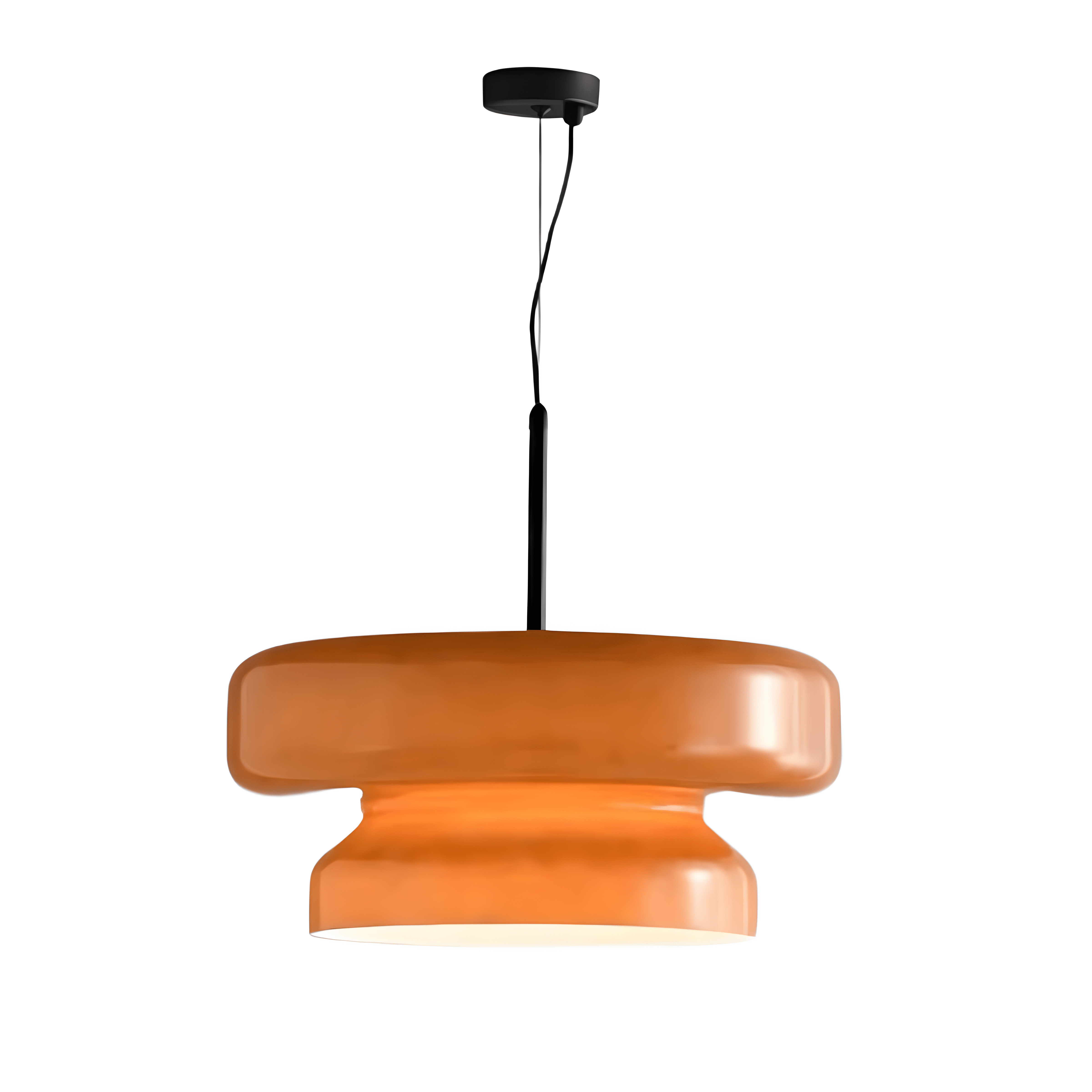 Luminária Pendente Moderna Minimalista Metal Vidro Densy - Ø40cm / Laranja / Branco Neutro (4000K)