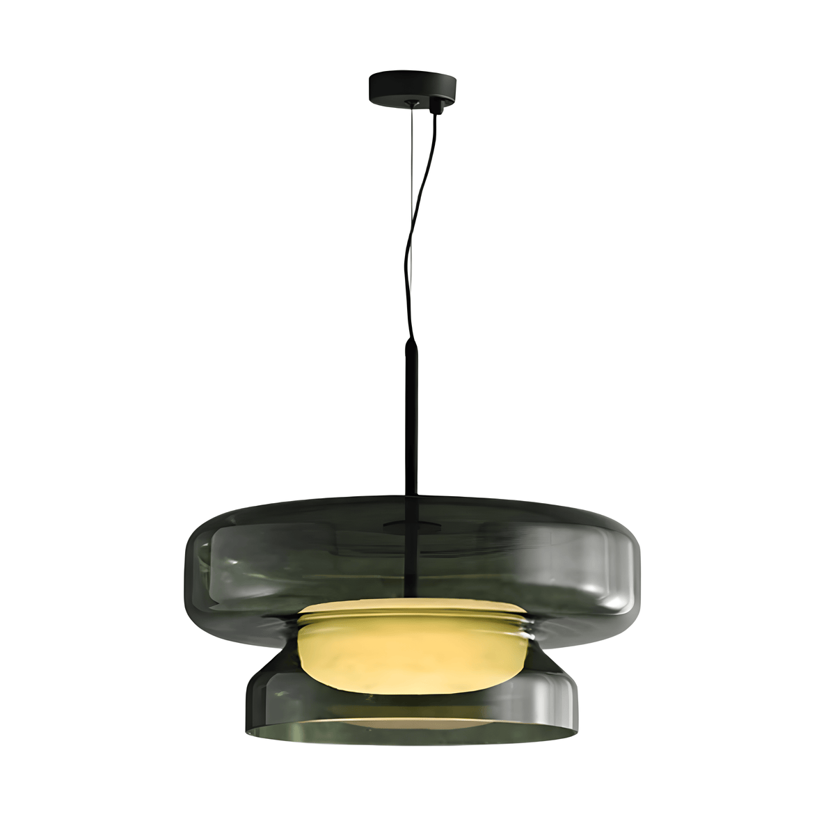 Luminária Pendente Moderna Minimalista Metal Vidro Densy - Ø40cm / Verde / Branco Neutro (4000K)