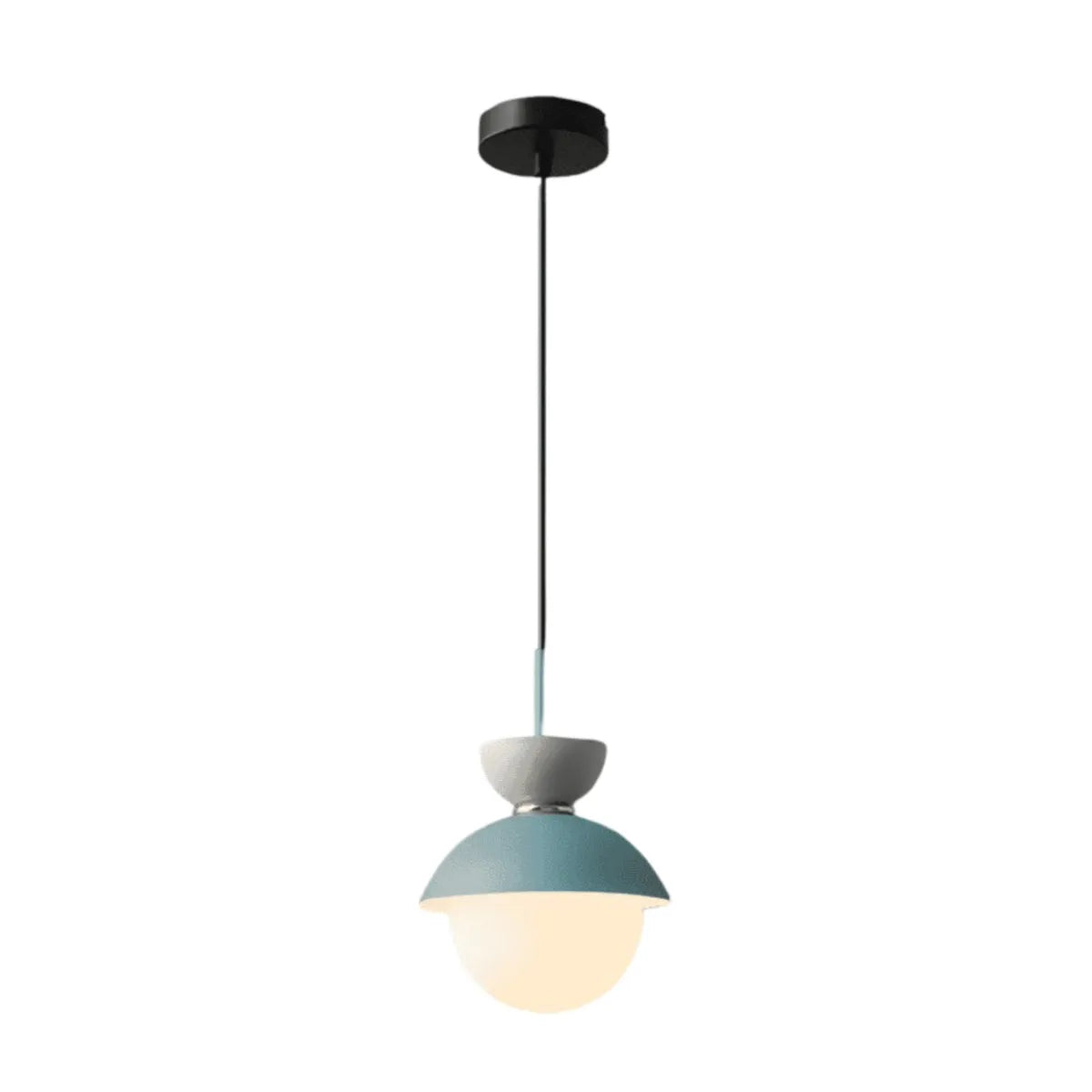 Luminária Pendente Moderna Minimalista Metal Vidro Goele Van - Cinza e Azul