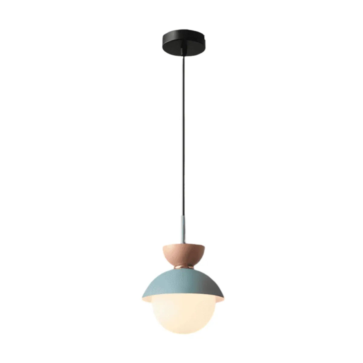 Luminária Pendente Moderna Minimalista Metal Vidro Goele Van - Rosa e Azul