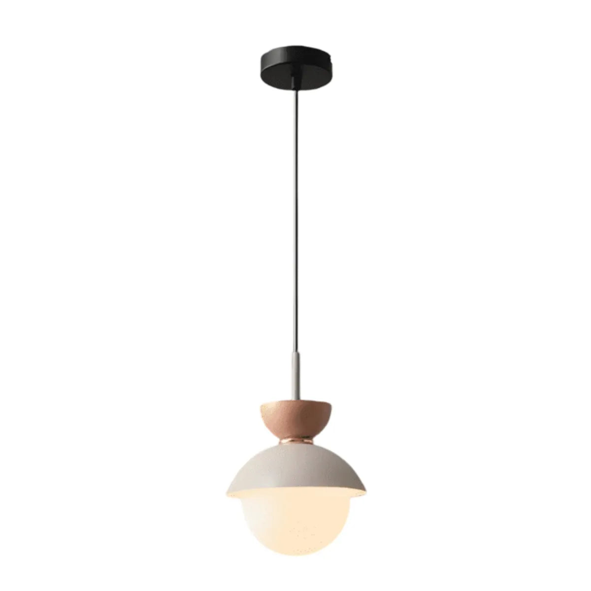 Luminária Pendente Moderna Minimalista Metal Vidro Goele Van - Rosa e Cinza