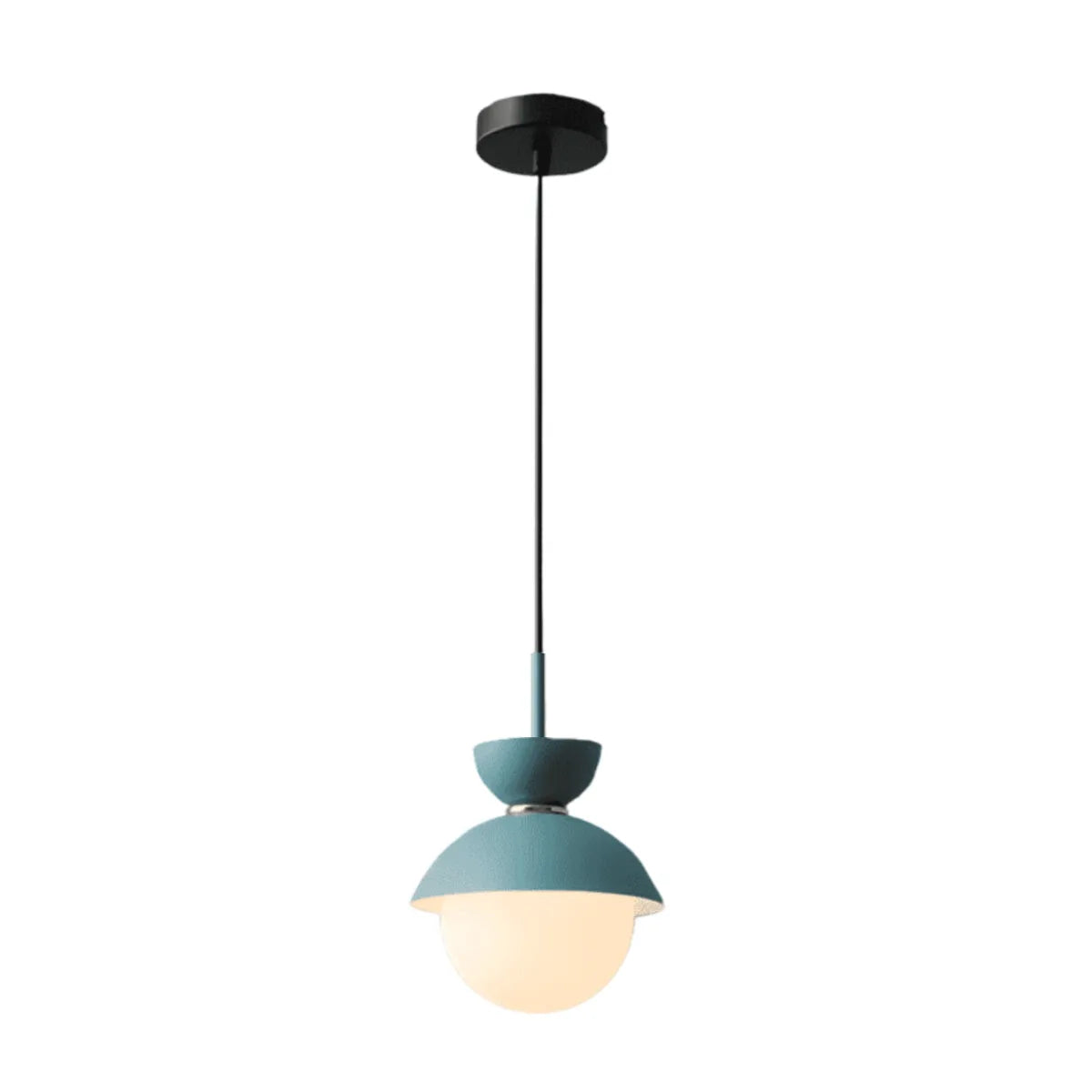 Luminária Pendente Moderna Minimalista Metal Vidro Goele Van - Azul e Azul