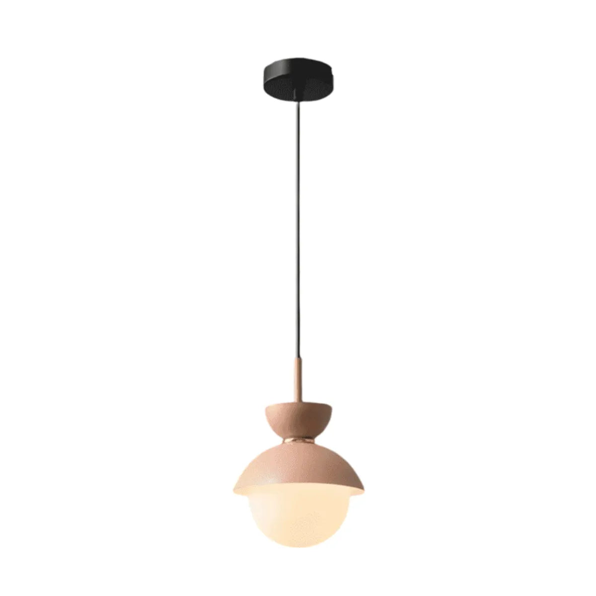 Luminária Pendente Moderna Minimalista Metal Vidro Goele Van - Rosa e Rosa