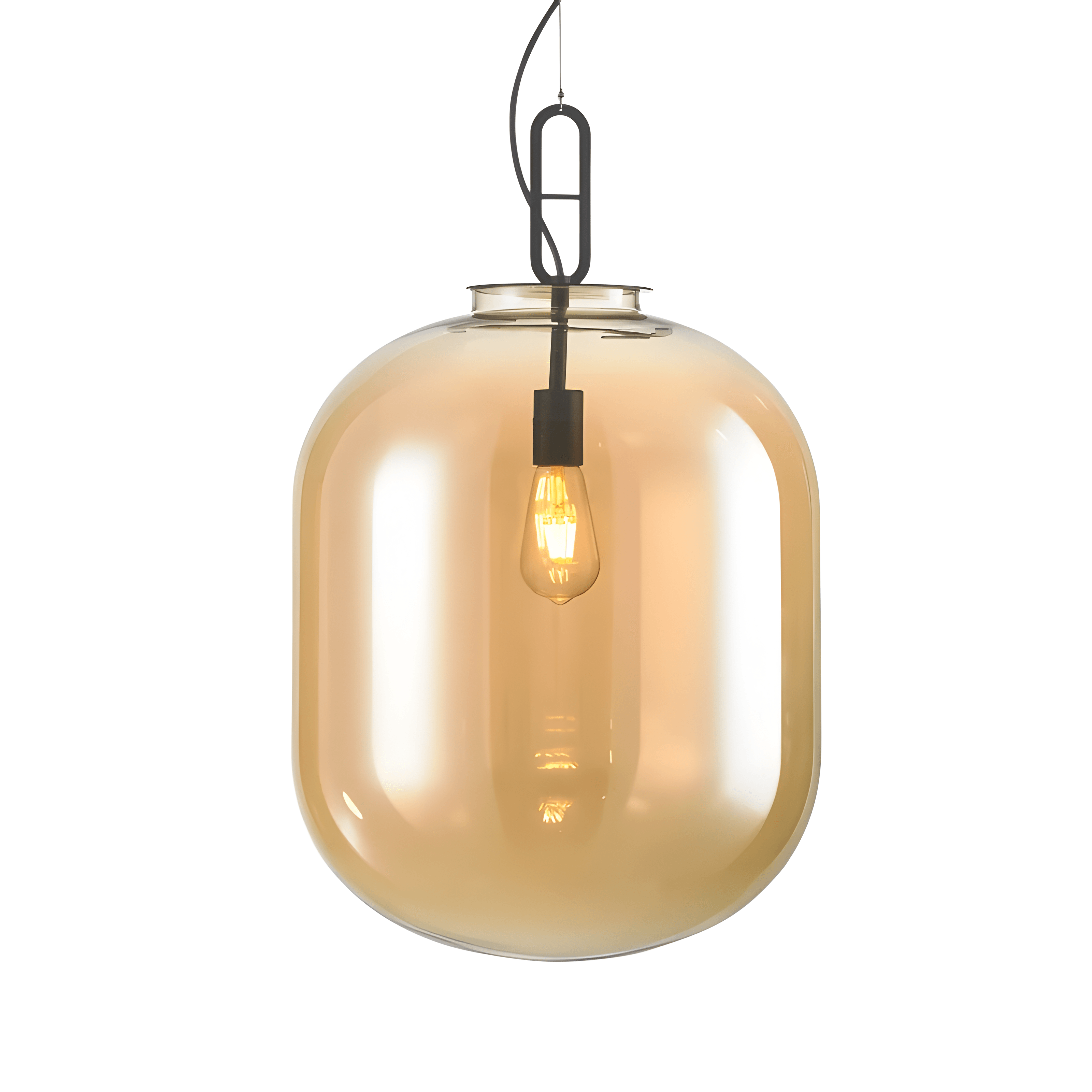 Luminária Pendente Moderna Minimalista Metal Vidro Khao - Âmbar / Ø24,5cm