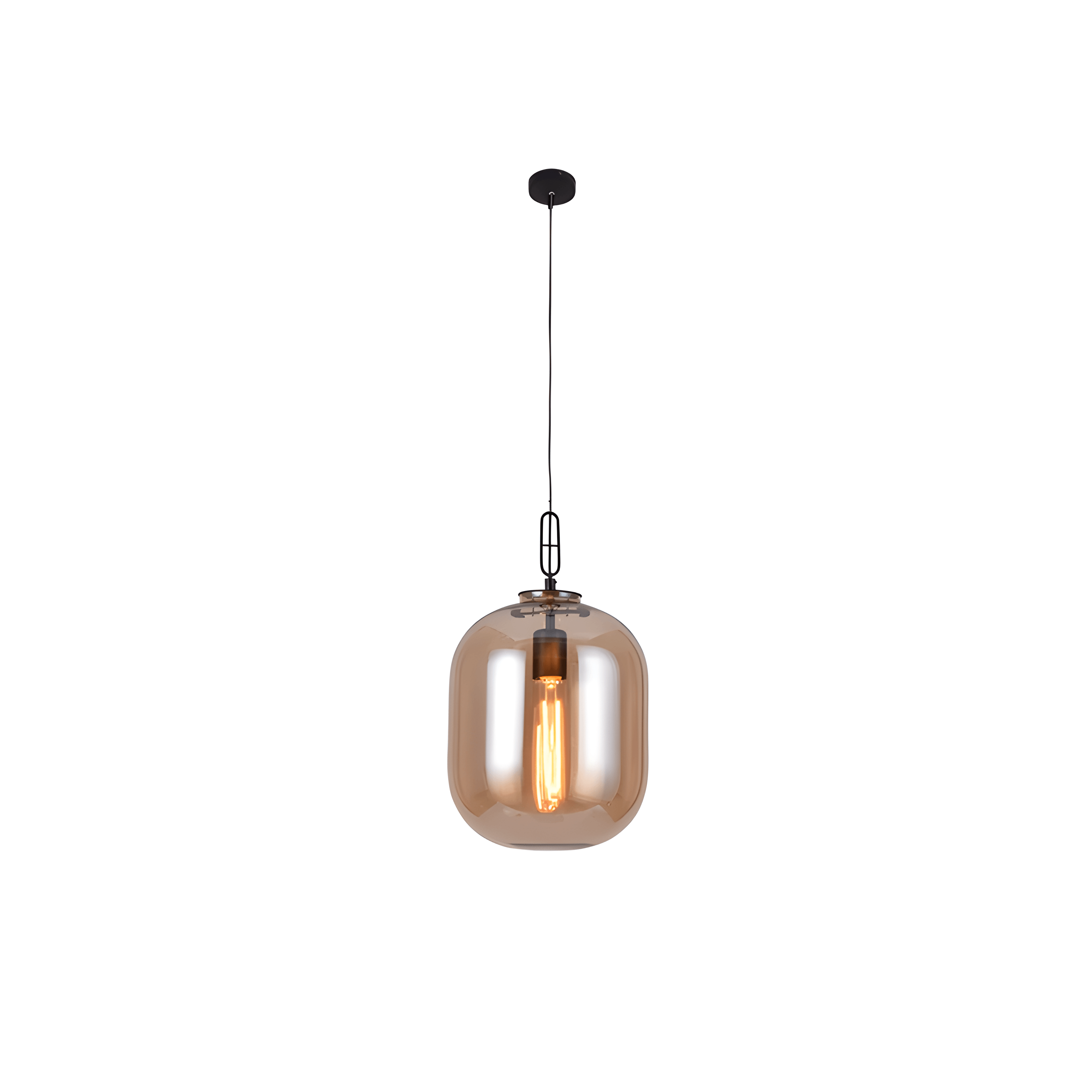 Luminária Pendente Moderna Minimalista Metal Vidro Khao - Fumê / Ø24,5cm