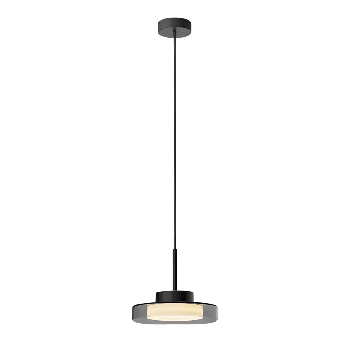 Luminária Pendente Moderna Minimalista Metal Vidro LED Lummi - Preto / Branco Quente (3000K)