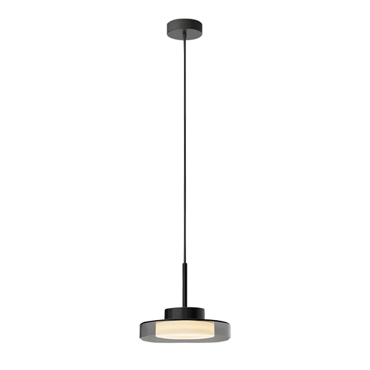 Luminária Pendente Moderna Minimalista Metal Vidro LED Lummi - Preto / Branco Quente (3000K)