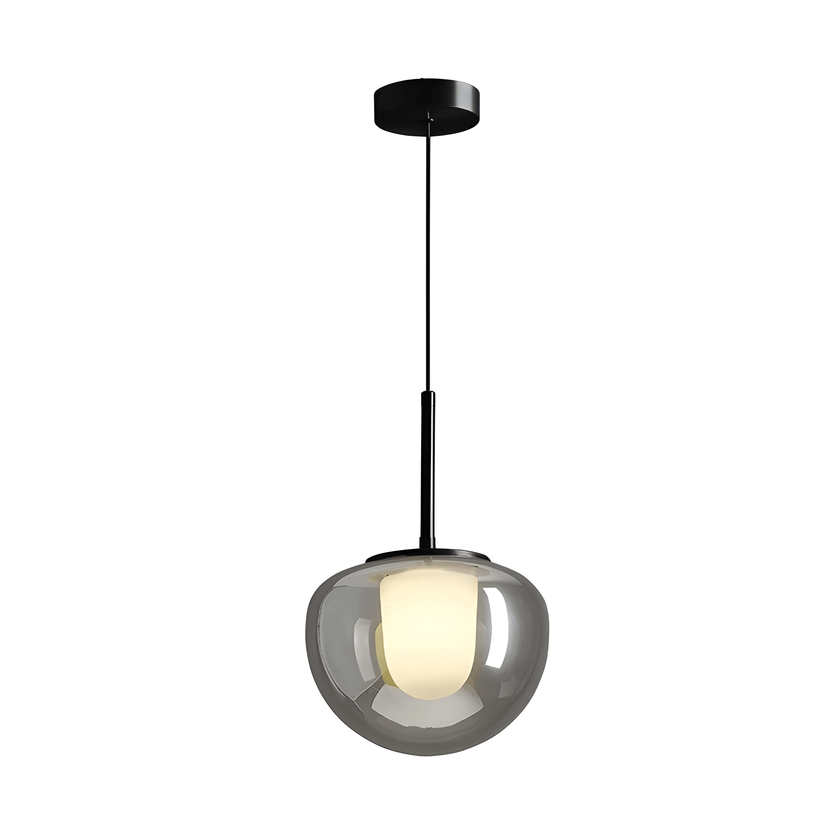 Luminária Pendente Moderna Minimalista Metal Vidro Oris - Ø20cm / Branco Quente (3000K)