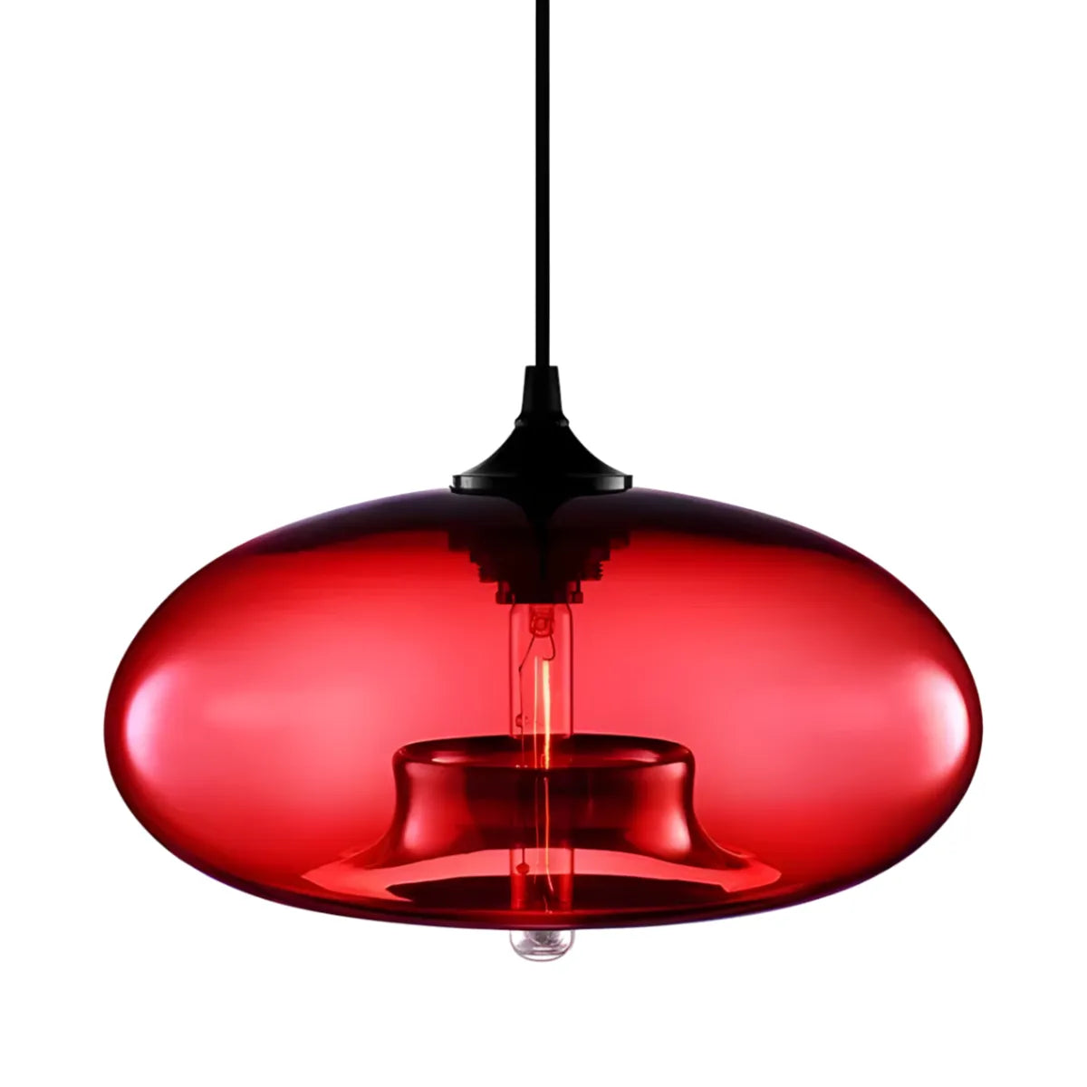 Luminária Pendente Moderna Minimalista Metal Vidro Scoop - Vermelho